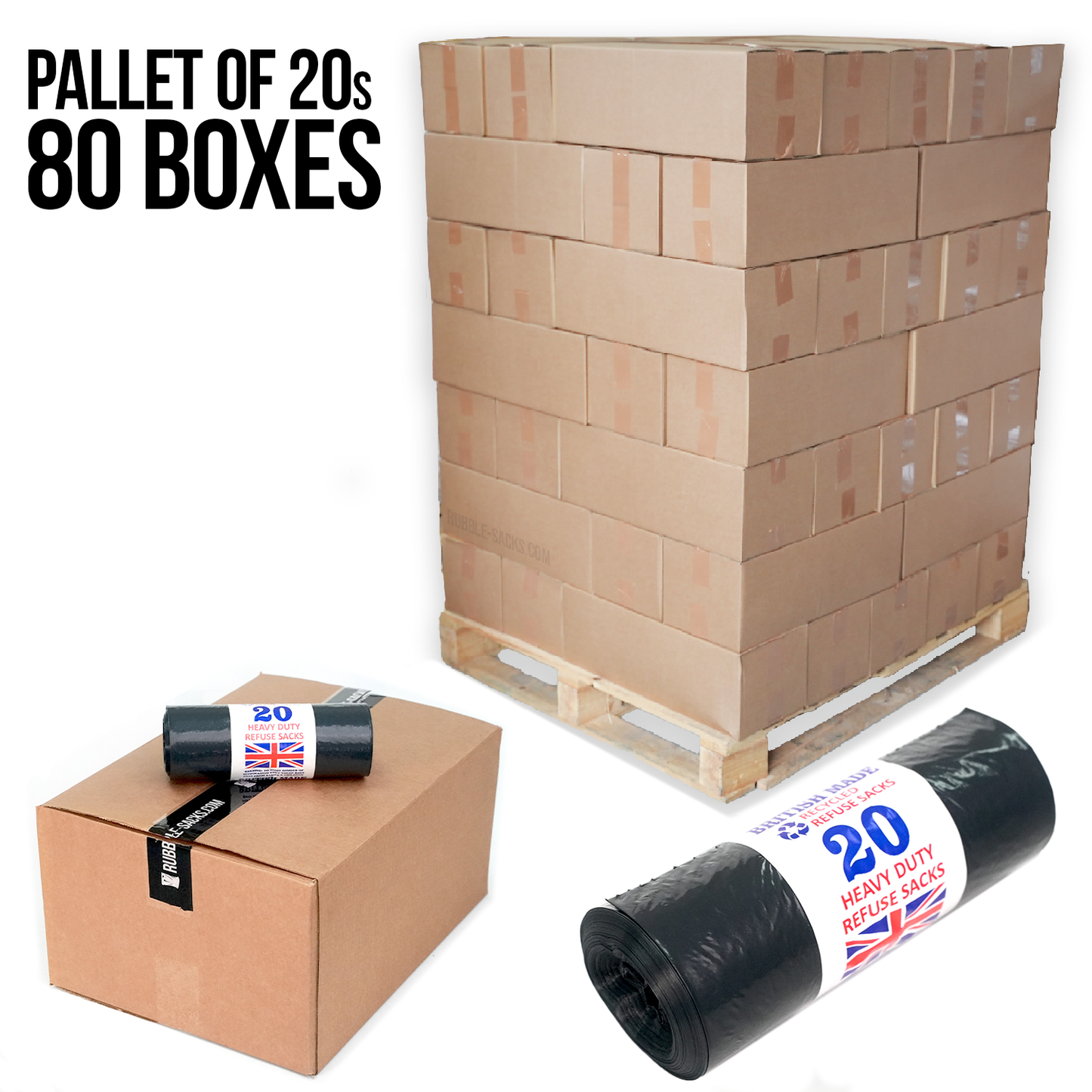 Pallet of Black Bin Bags 20’s (80 boxes on a pallet)